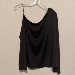 Express Black One-Shoulder Drape Tank Top